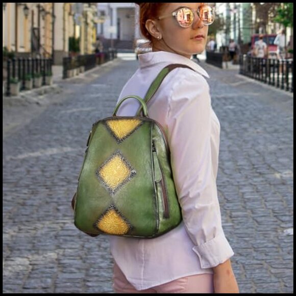 Floral Leather Mini Backpack Daypack Adjustable Straps Travel Casual Chic main image 2